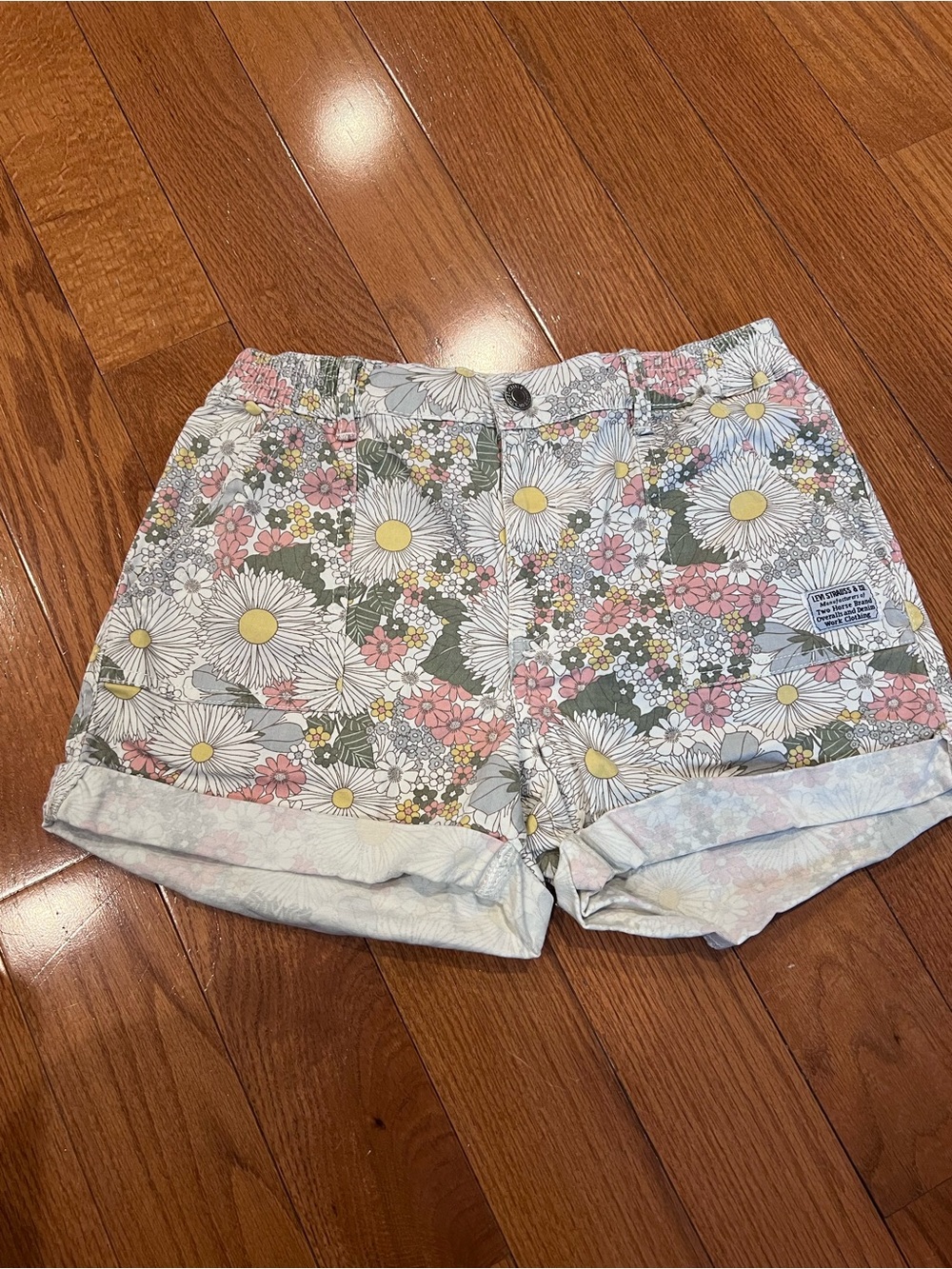 Girls Levi's White Floral Daisy Print High Rise Shorts Size 14/16